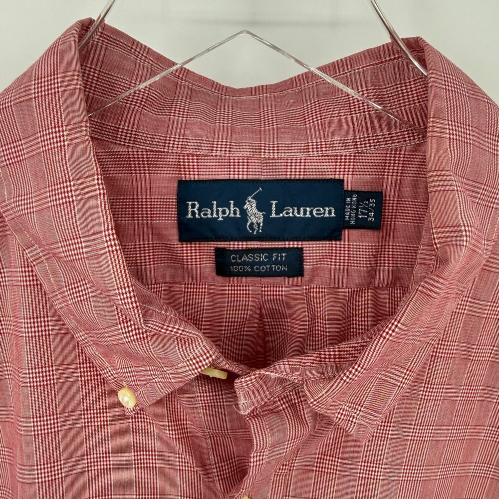 Ralph Lauren Mens XL Classic Fit Long Sleeve Button Front Shirt Red Plaid Cotton - Picture 9 of 9